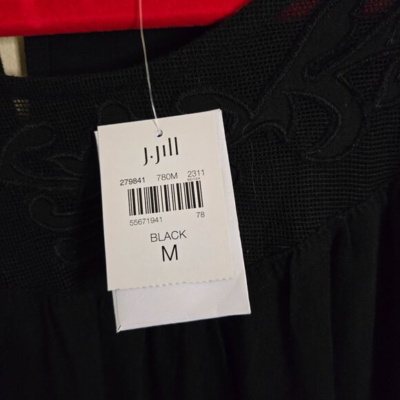 J. Jill NWT Black Lace Detail Pullover Top Balloon Lace Detail Sleeve Size M - Picture 7 of 10